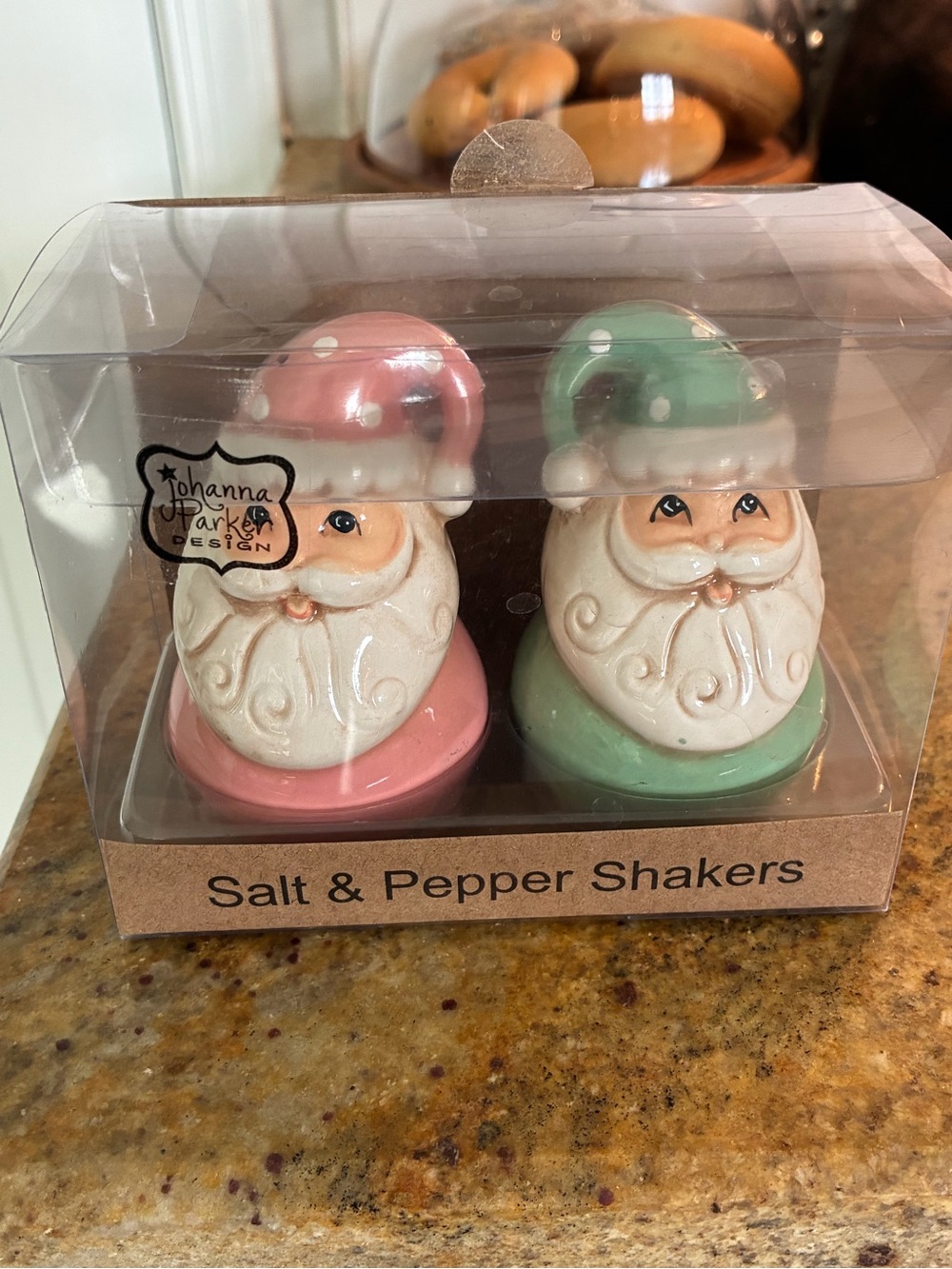 Brand new in box!
Johanna Parker Retro Pastel Santa Claus Salt & Pepper Shakers